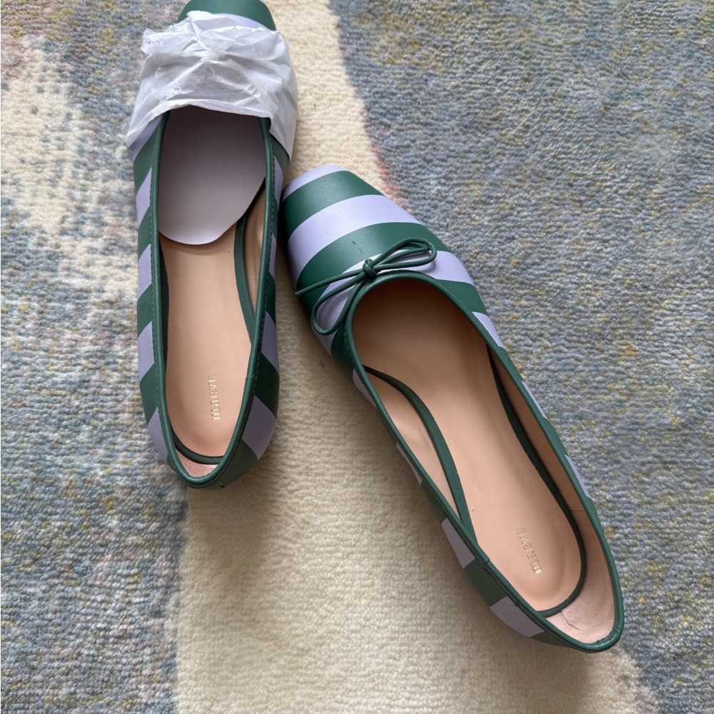 Anthropologie Maeve Striped Green and lilac Women's Flats